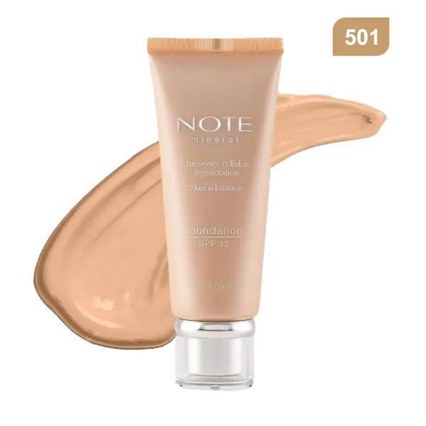 501 کرم پودر مینرال نچرال گلو 501 نوت Mineral Natural Glow Foundation NOTE - Image 1